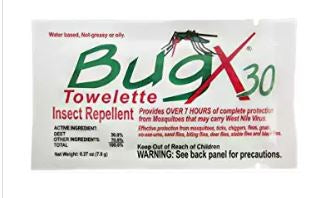 BugX 30 Insect Repellent Towelette 50/Box