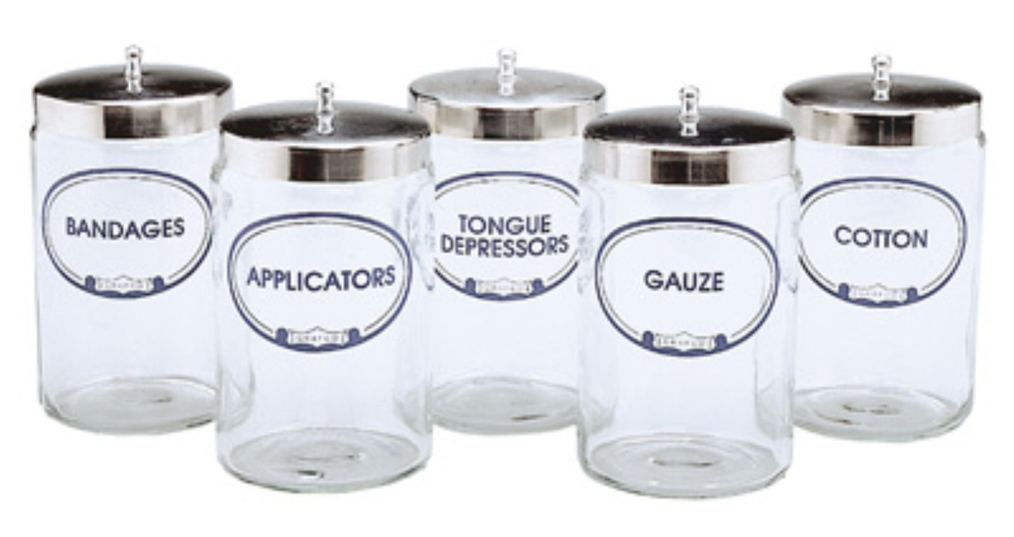 Graham Field Labeled Flint Glass Sundry Jars with Covers
