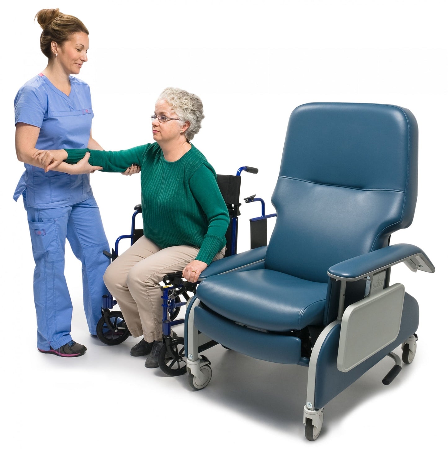 Graham Field Lumex Deluxe Clinical Care Recliner with Drop Arms with Fully Upholstered Arms - Heat & Massage