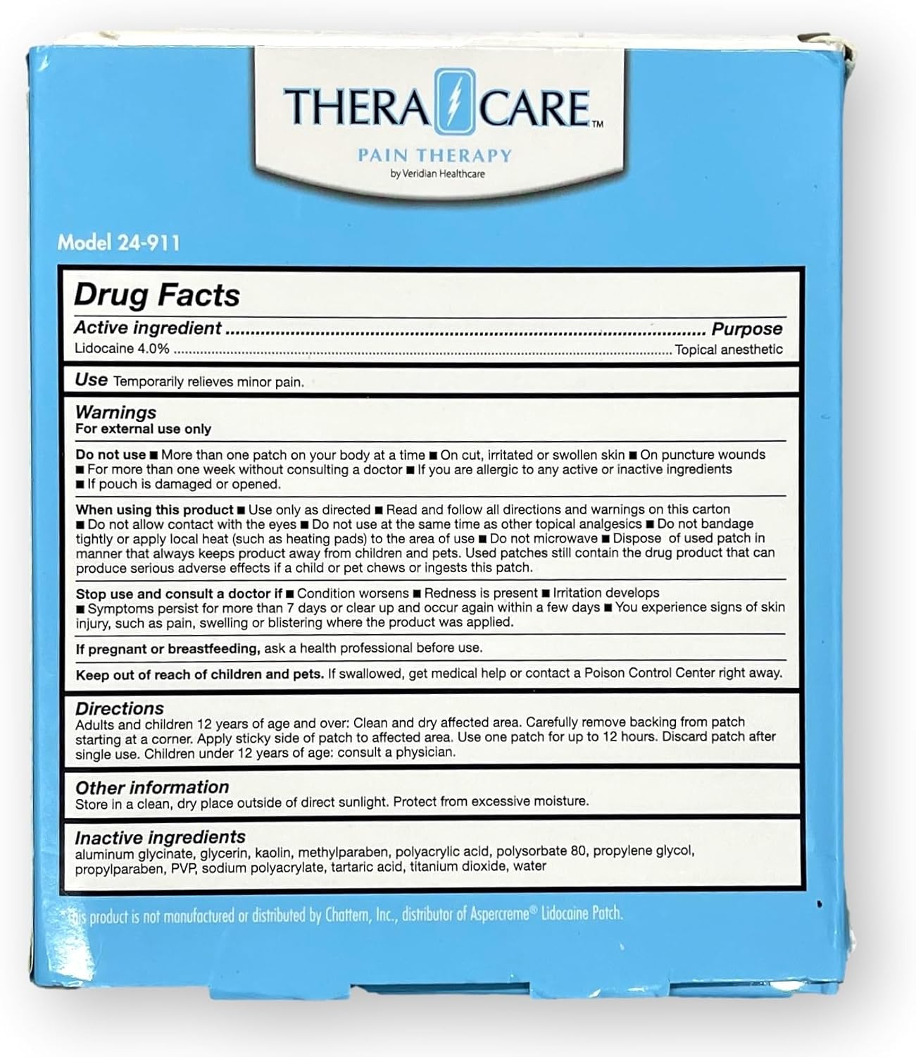 TheraCare Pain Relief 4% Lidocaine Patch, 5 Count