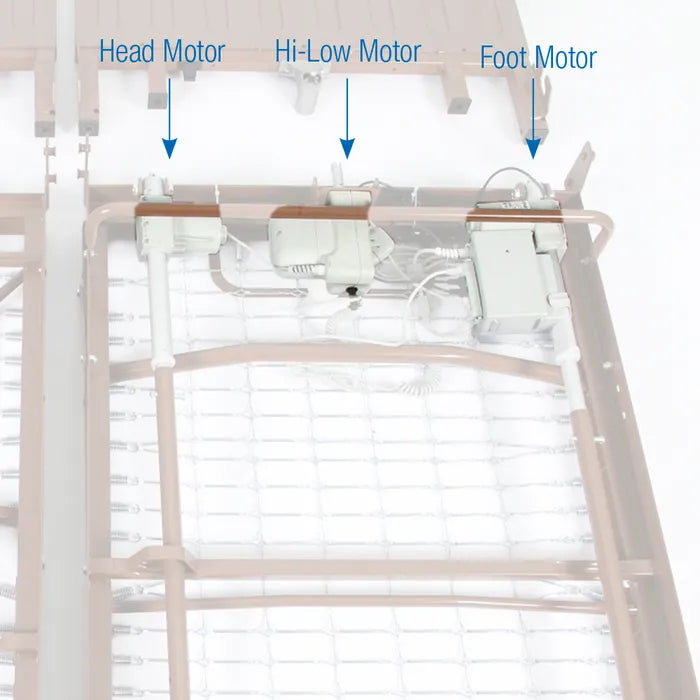 Dynarex 3 Motor Adjustable Full Length Bed Rail and DynaRest Multi-Zone Foam Mattress