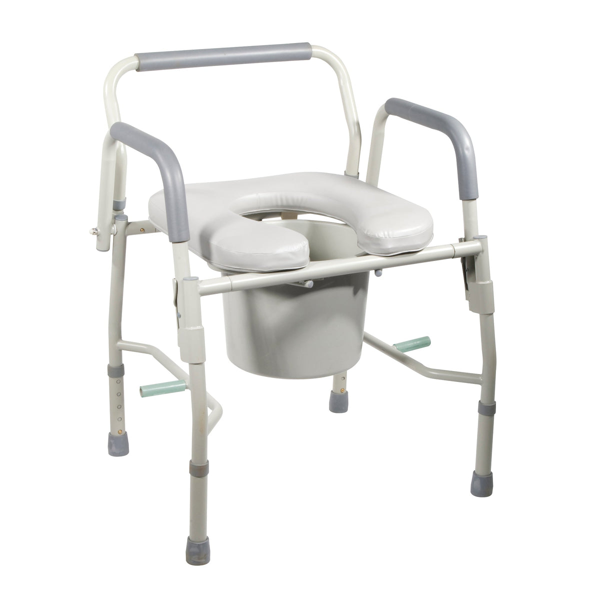 Commode Offside Steel Drop Arm Bedside Commode with Padded Seat and Arms – Resp NYC