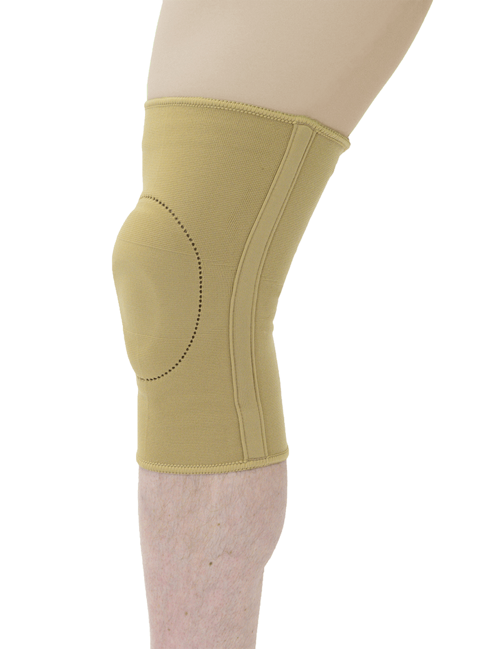 MAXAR Elastic Knee Brace with Donut-Shaped Silicone Ring and Metal Stays - Beige