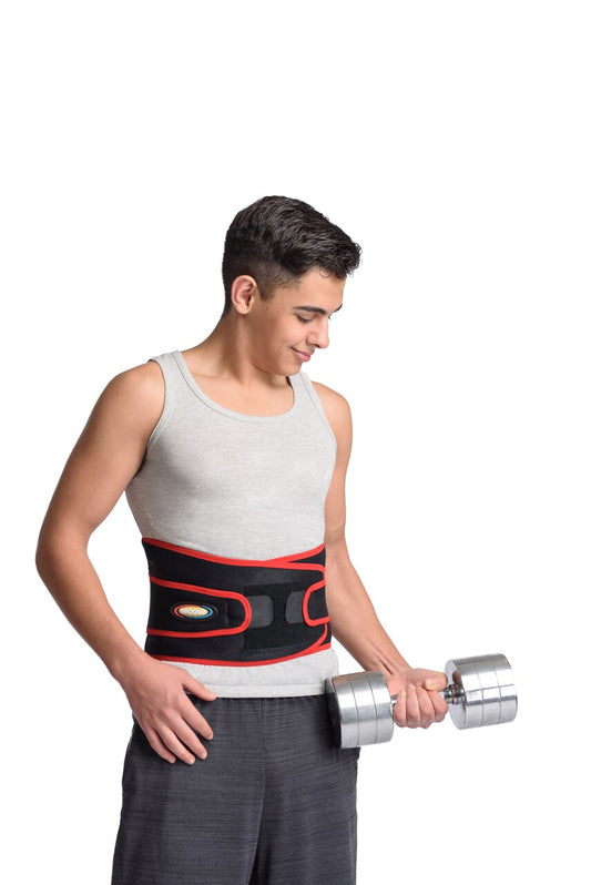 MAXAR Bio-Magnetic Airprene Sport Belt (Lumbosacral Support) - Black w/Red Trim