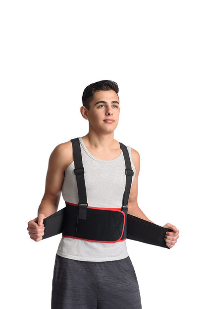 MAXAR Work Belt - Industrial Lumbosacral Support,  Black w/Red Trim
