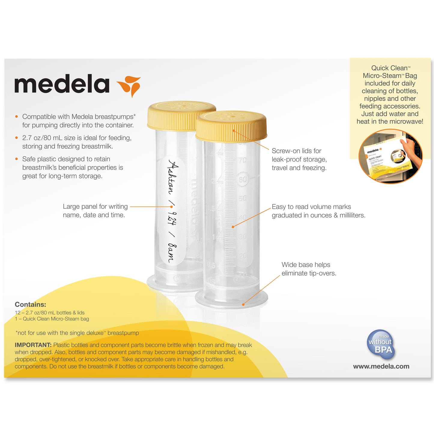 Medela Breast Milk Freezing & Storage 80ml, 12 Pack