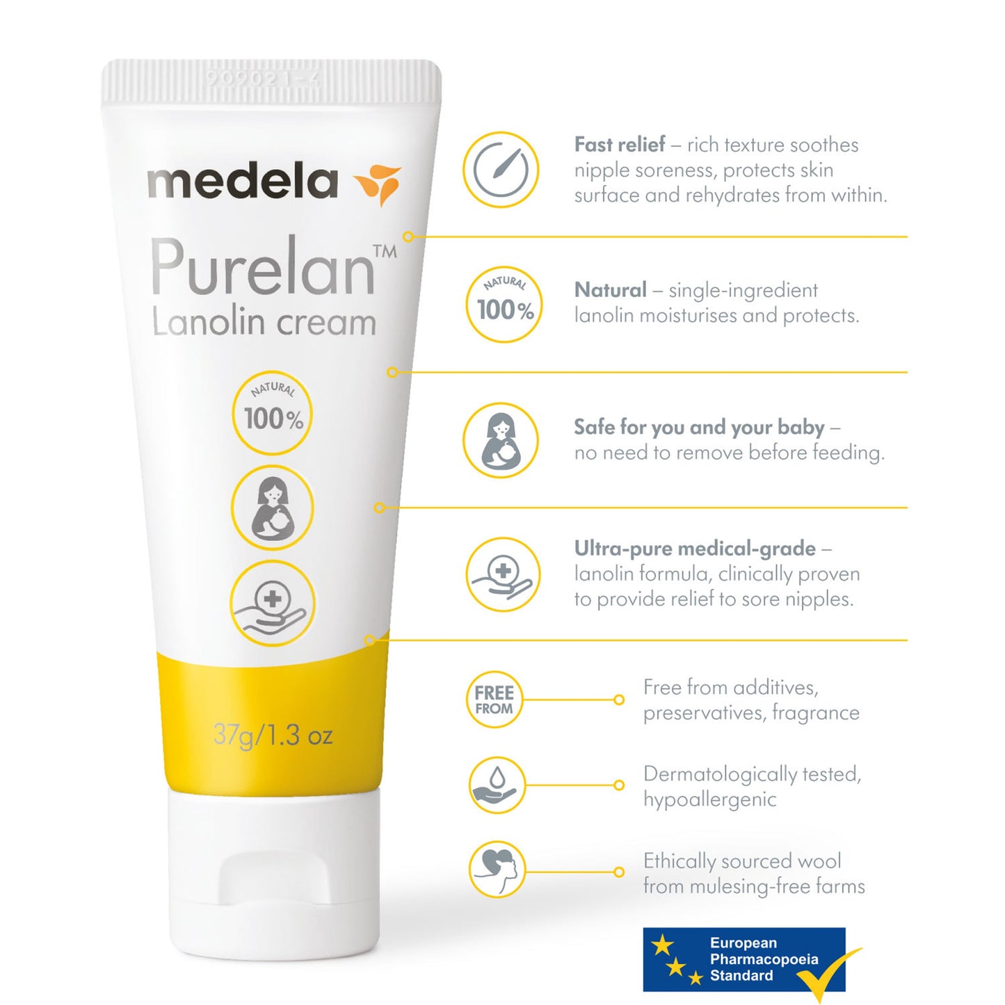 Medela Purelan Lanolin Cream, 37g/1.3 fl oz Tube