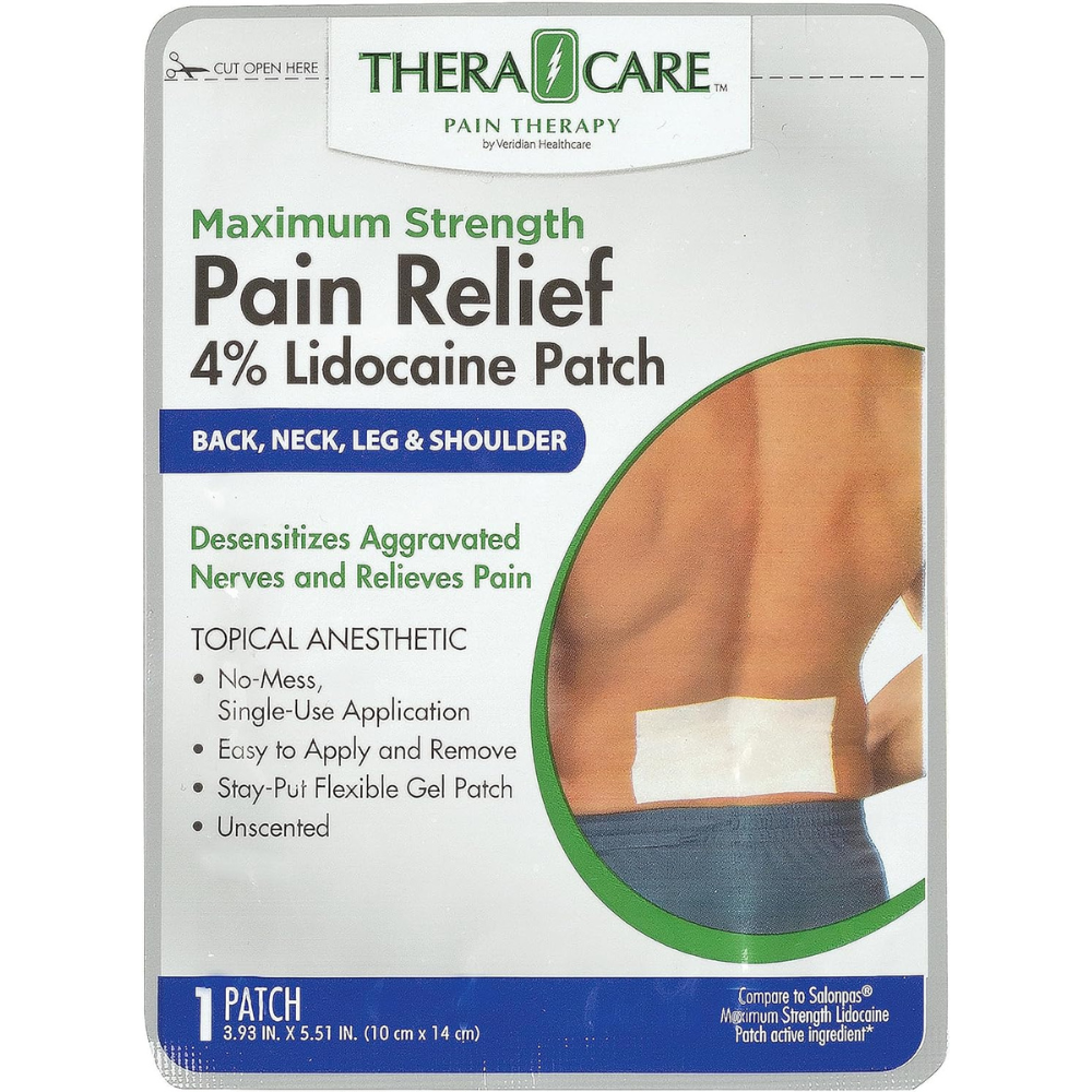 TheraCare Pain Relief 4% Lidocaine Patch Maximum Strength, 6 Count